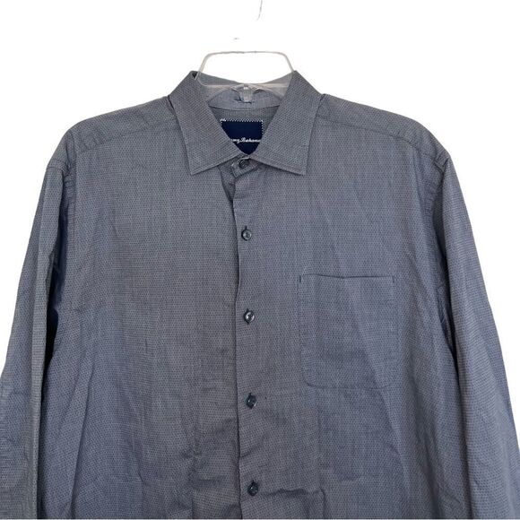 Tommy Bahama Gray Long Sleeve Tiny Dot Print Button Shirt Medium - Picture 3 of 9